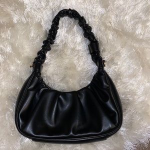 Mini rouched black handbag